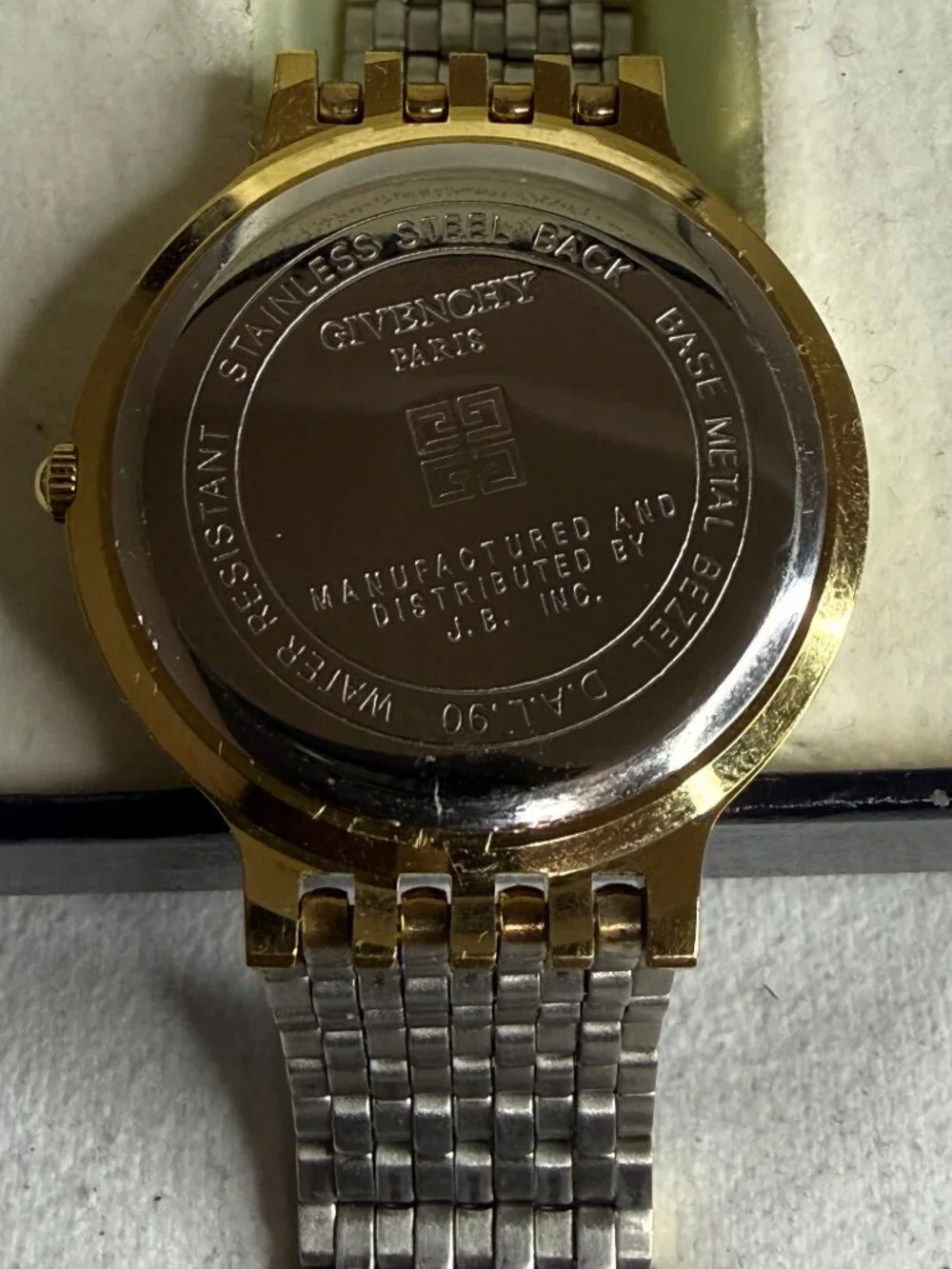 Vintage Givenchy Paris D.A.L. 90 Watch - 36mm Black Dial Genuine Diamond Accent